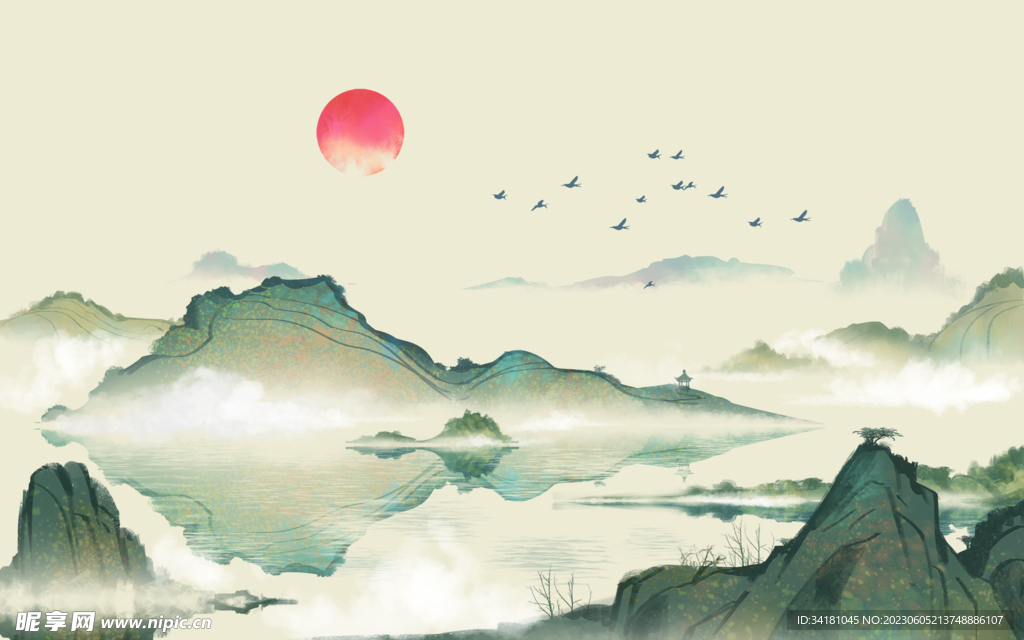 中国风山水画背景