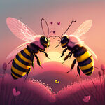 太阳蜜蜂爱情甜蜜粉色