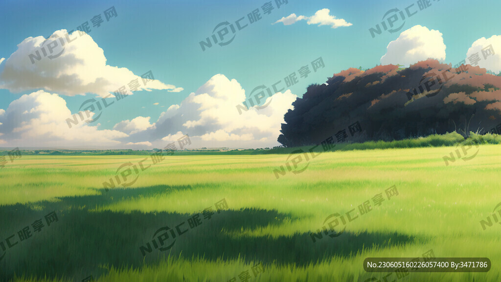 草地 天空 宫崎骏画风