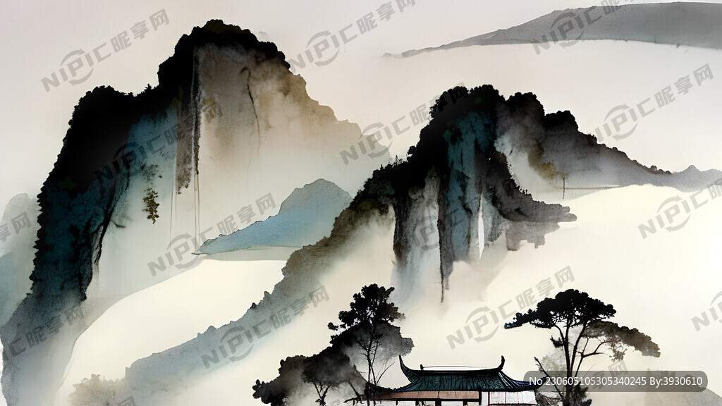 中国风田园风光绘画