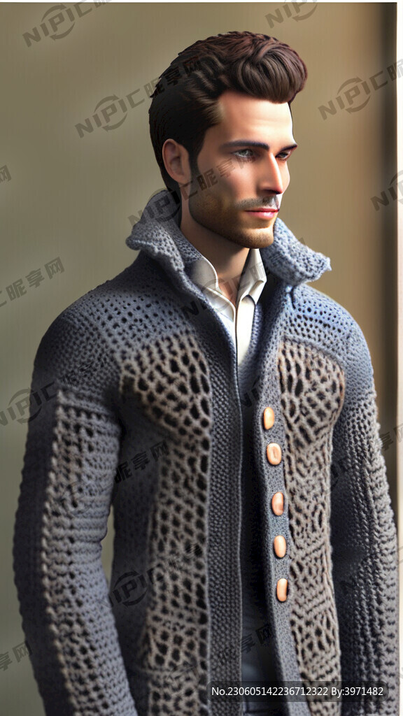钩针男外套