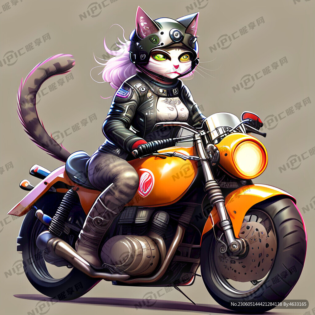 摩托车女生猫