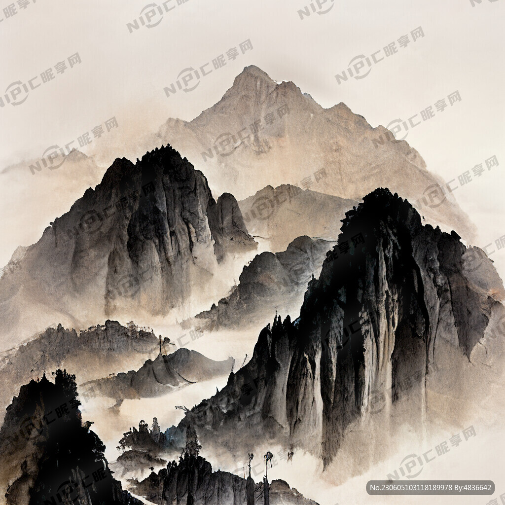 山谷 中国风 中国画 山水