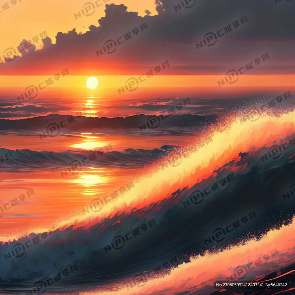大海  日出  海浪