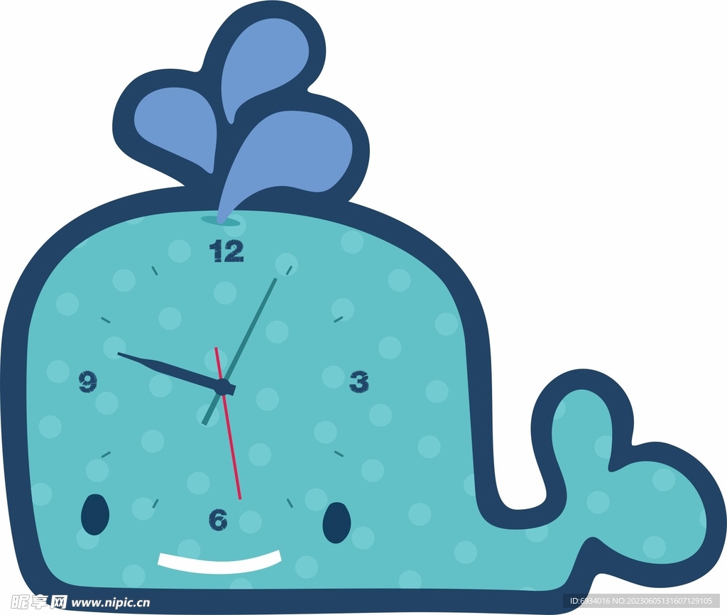 卡通可爱 造型鲸鱼钟面挂钟表盘