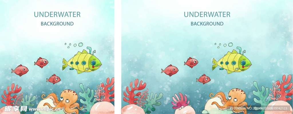 卡通海底世界插画      