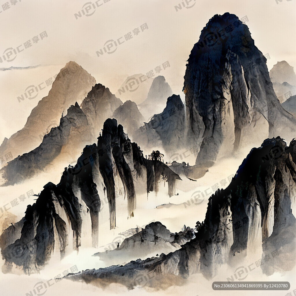 山谷 中国风 中国画 山水