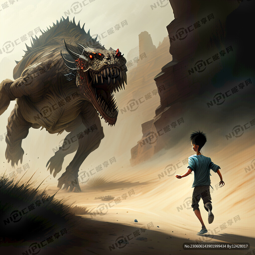 一个在大荒的少年 在追逐