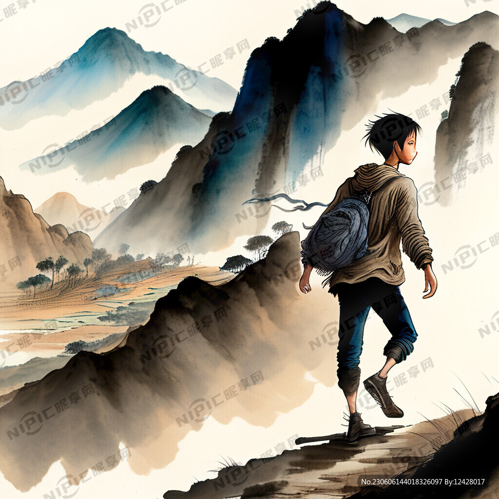 一个在大荒的少年 在追逐