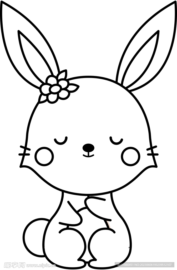 小兔子卡通填色页
