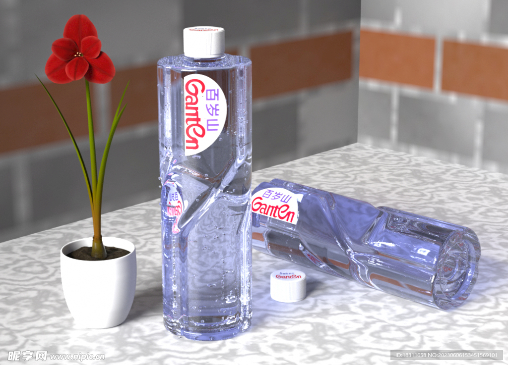 C4D 百岁山矿泉水 模型