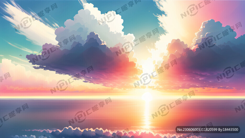白色背景天空梦幻彩色白云明亮中
