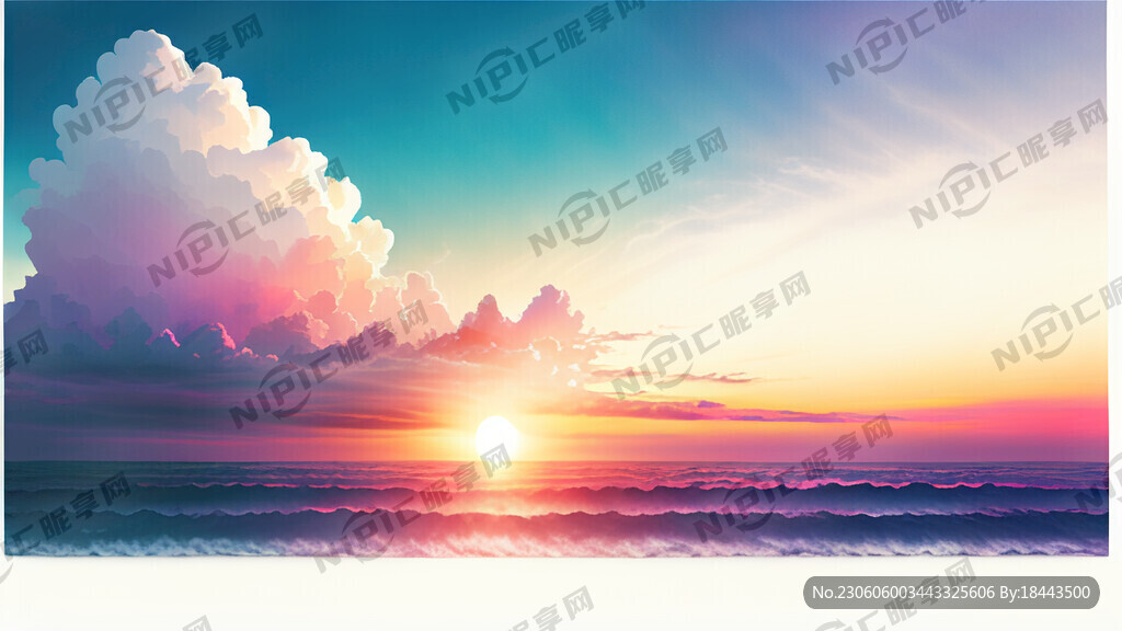 白色背景天空梦幻彩色白云明亮中