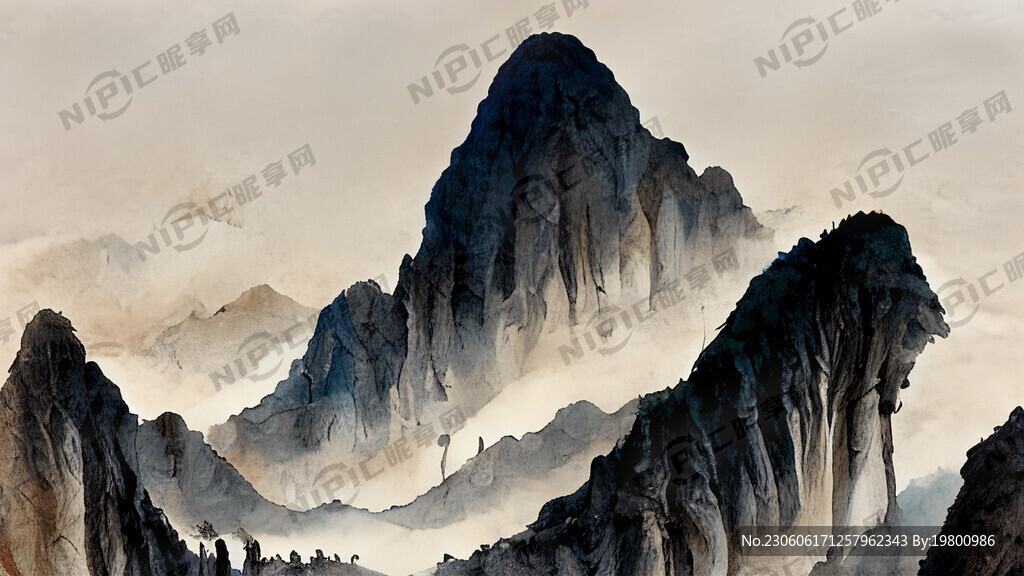 山谷 中国风 中国画 山水