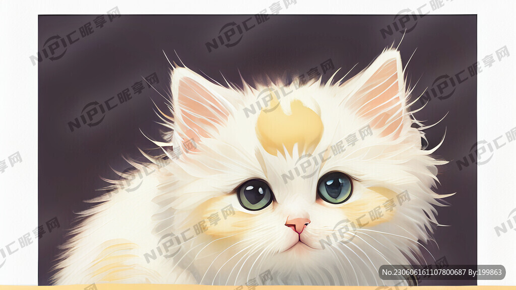 毛茸茸 蛋黄色加白色 小猫咪