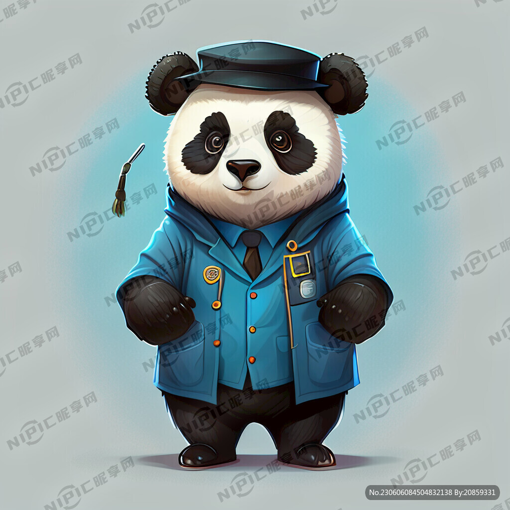 熊猫博士卡通蓝色衣服