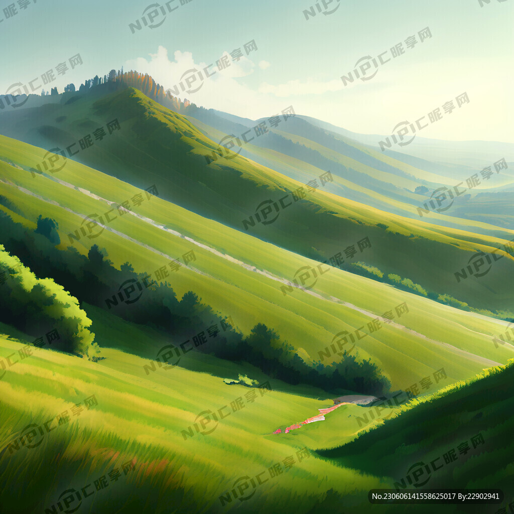 山坡草绿风景