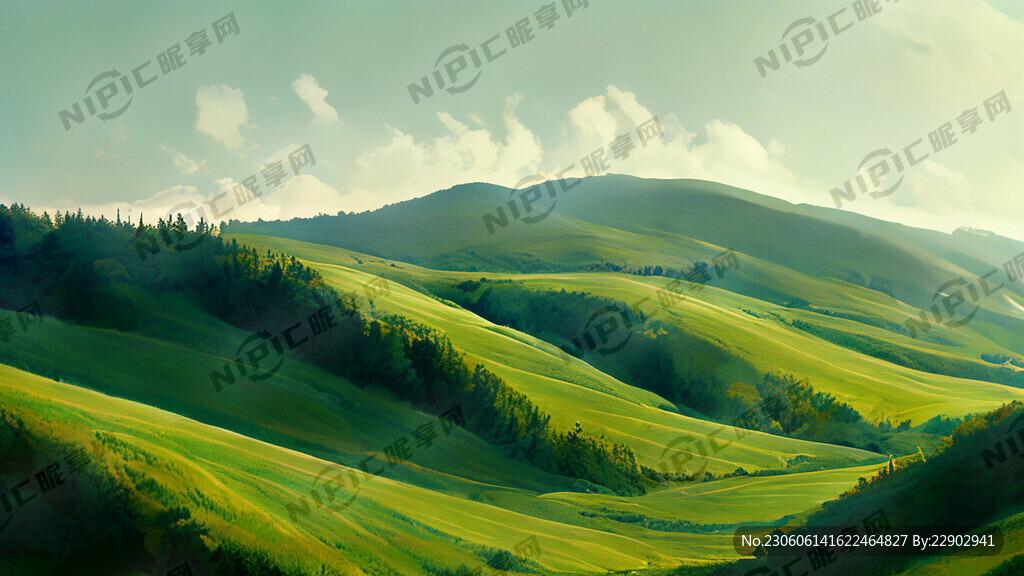 山坡草绿风景