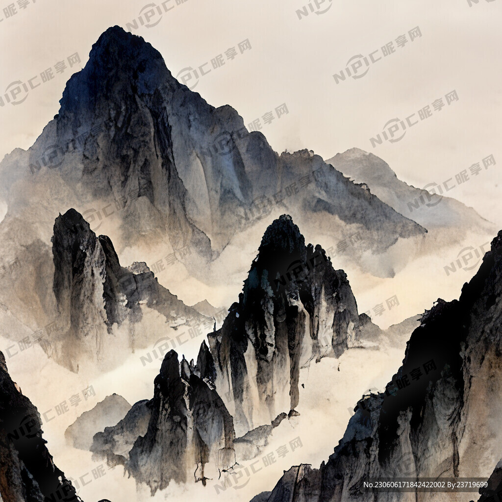 山谷 中国风 中国画 山水