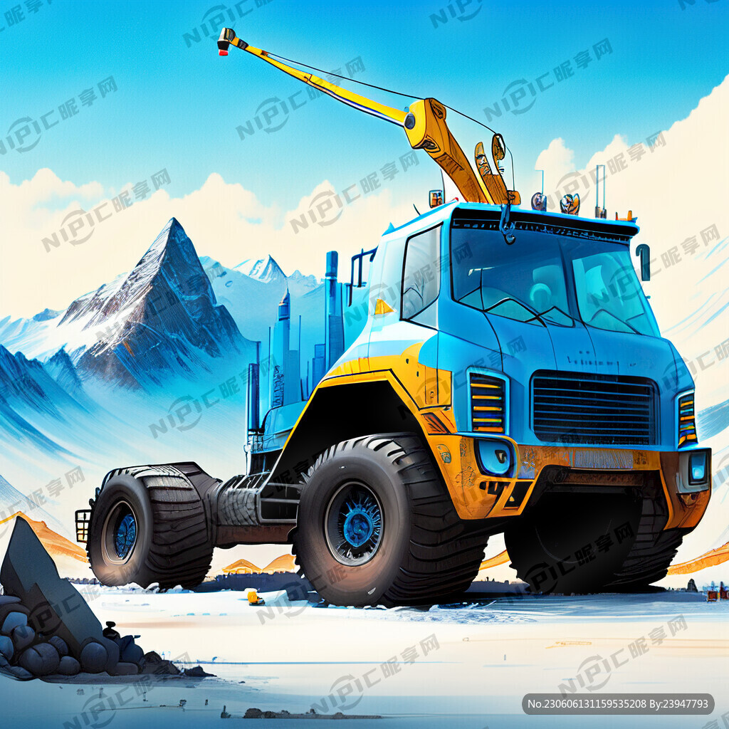 巨无霸 卡车汽车起重机 雪山