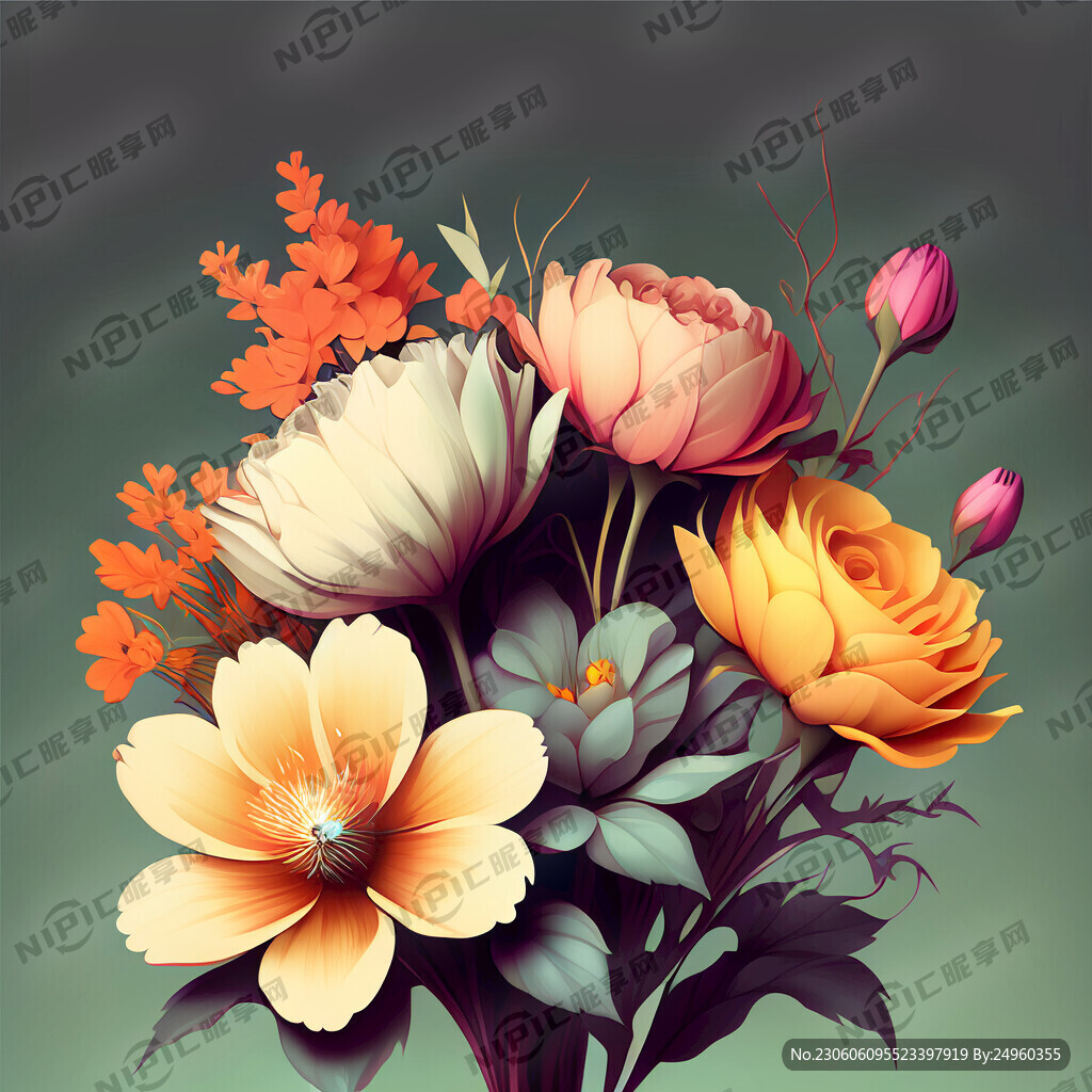 AI创作图花卉组合nipic.com-昵图网