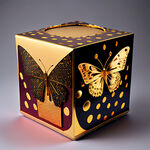 色调鲜艳简约大气烫金适当加点蝴蝶图案翻盖盒结构的化妆品盒