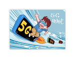 5G时代冲浪插画卡通背景素材图
