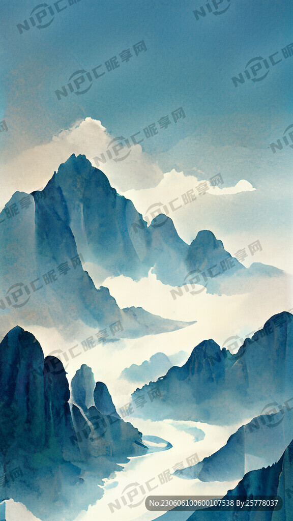 悠然悠闲山水中国风梦幻飘逸自然