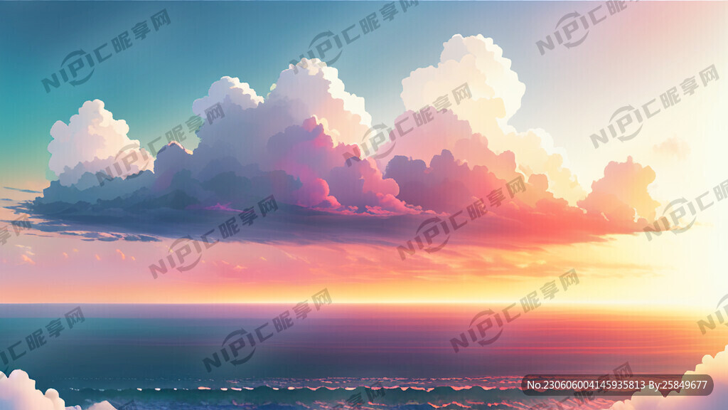 白色背景天空梦幻彩色白云明亮中