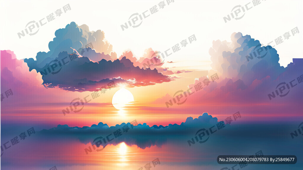 白色背景天空梦幻彩色白云明亮中