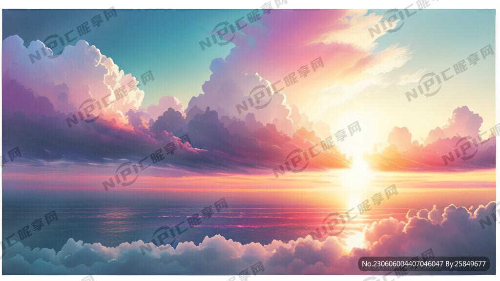 白色背景天空梦幻彩色白云明亮中