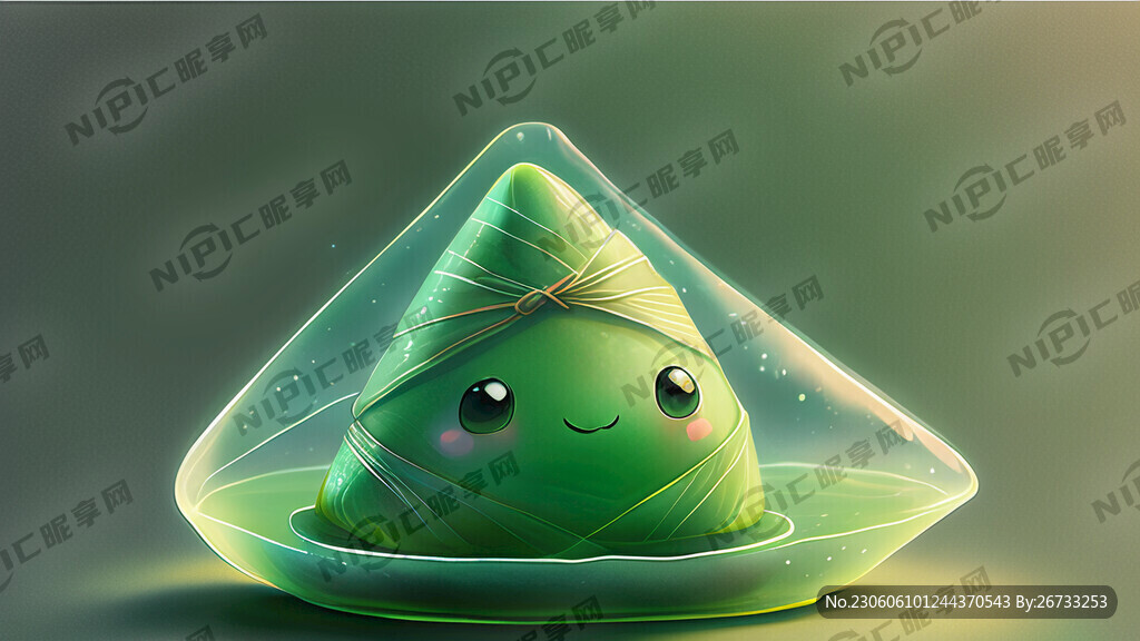 绿色粽子 果冻 透明感 全息色