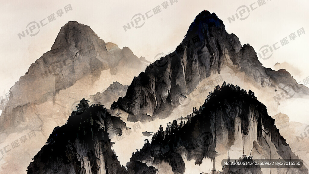 山谷 中国风 中国画 山水