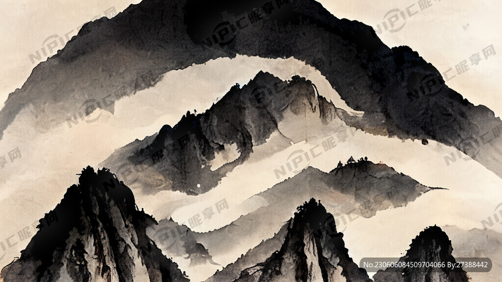 山 中国风 中国画 山水 写意