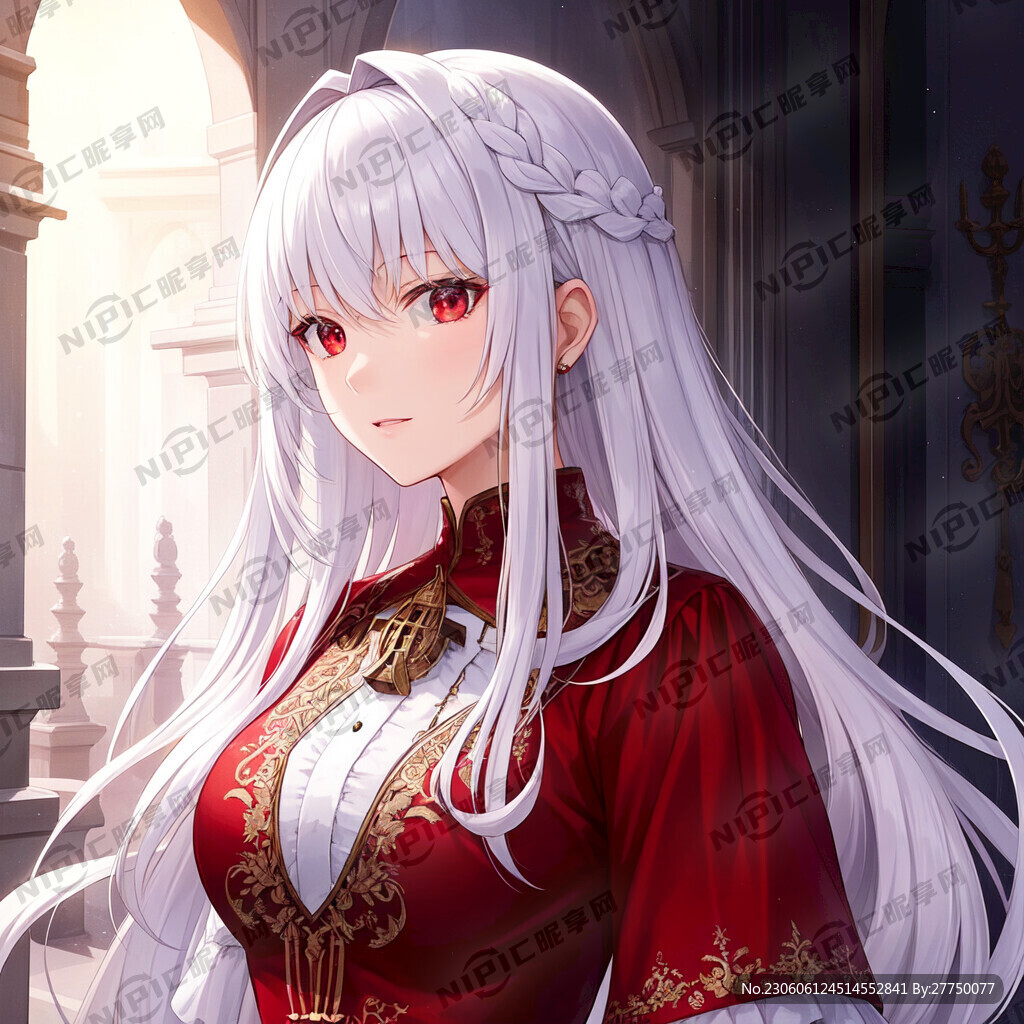 穿着古代红色婚服 长相清冷妖艳