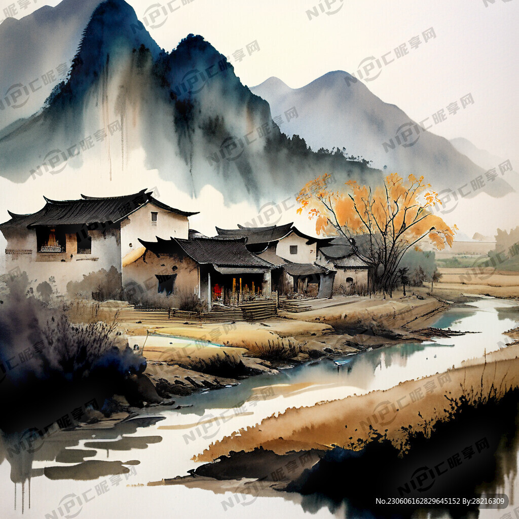年画农村过年场景
