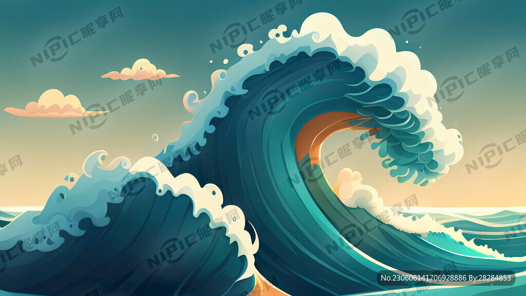 卡通海浪
