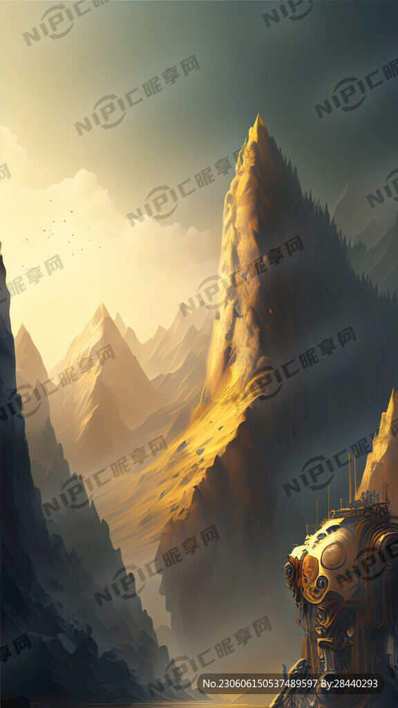 山水概念梦幻机械金色景色