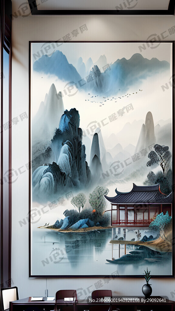 建筑办公室山水风景挂画清新素雅