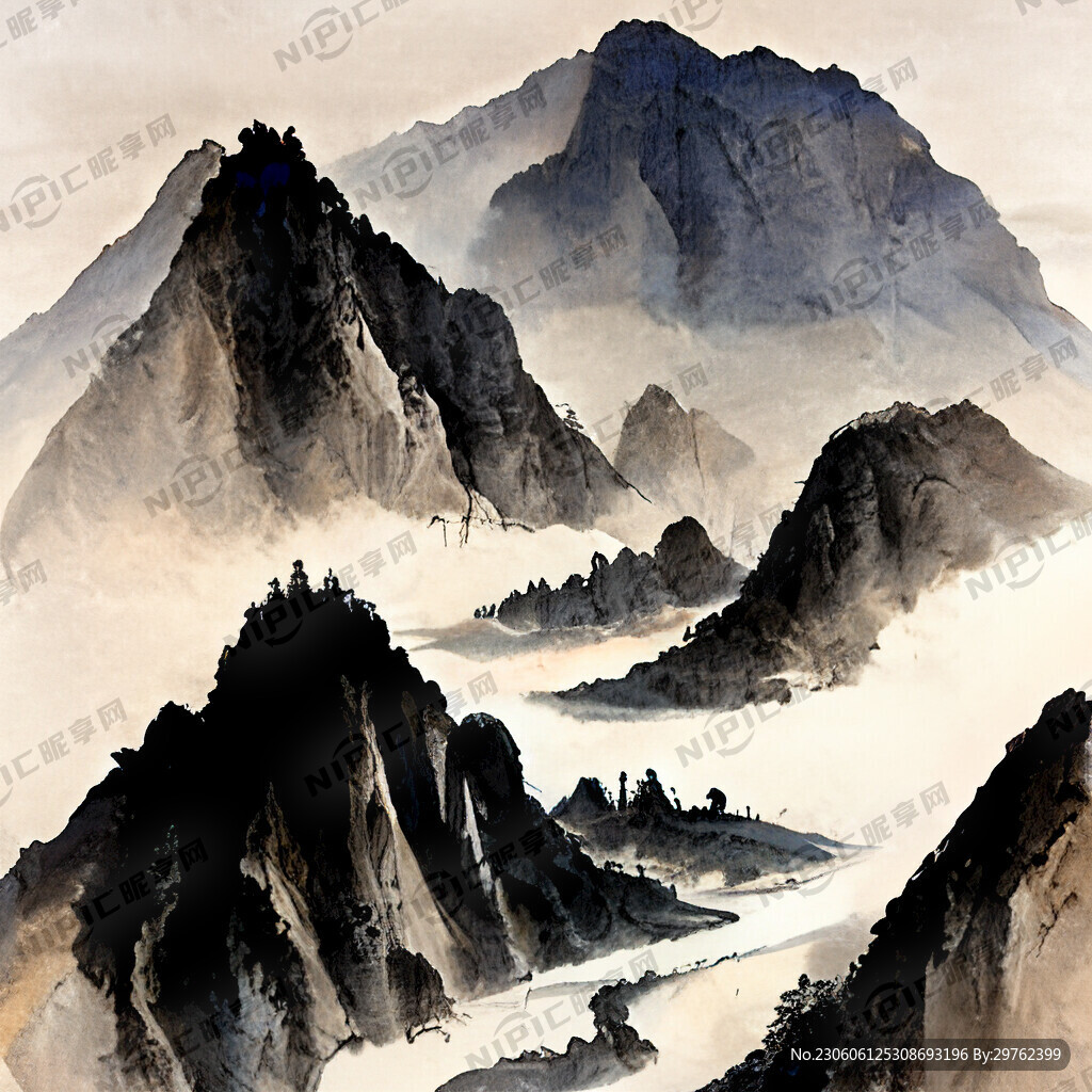 山谷 中国风 中国画 山水