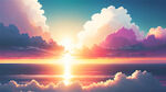 白色背景天空梦幻彩色白云明亮中间光线光日光夕阳天空白云春天浪漫柔和唯美云海