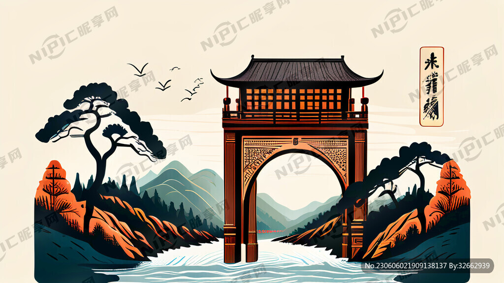 茅台赤水河矢量插画带酿酒工艺图