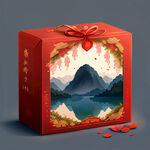 贵州湄潭欢迎您
湄潭文旅礼盒，红色，有茶叶元素，