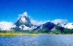 山水油画风景图