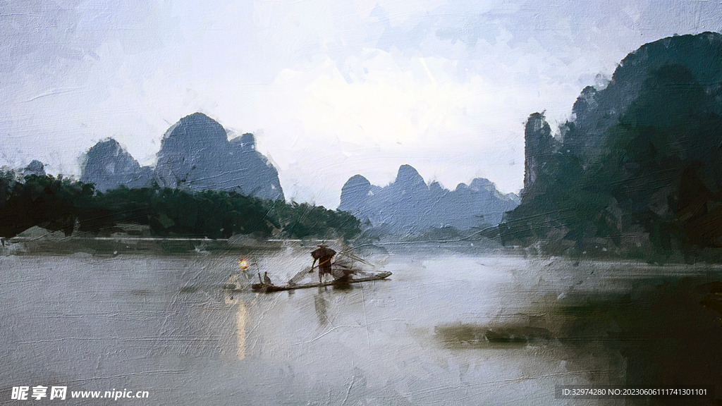 自然风景油画图