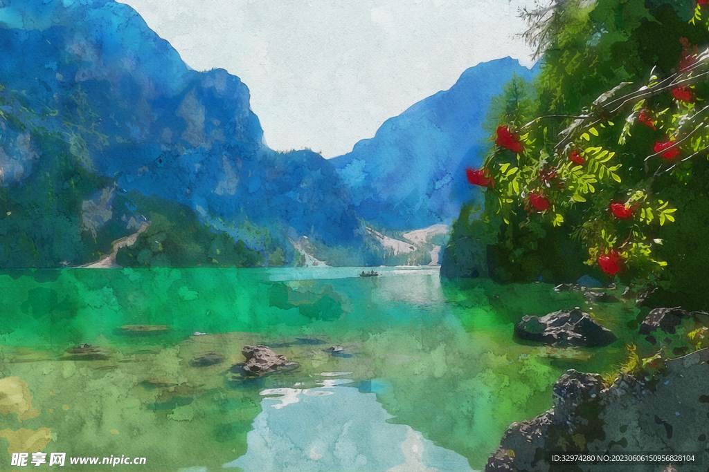 水彩自然景观画