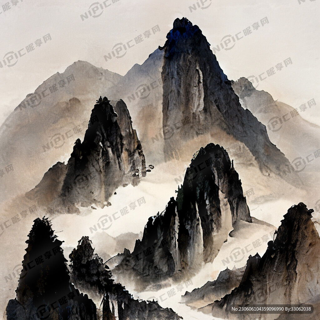 山谷 中国风 中国画 山水