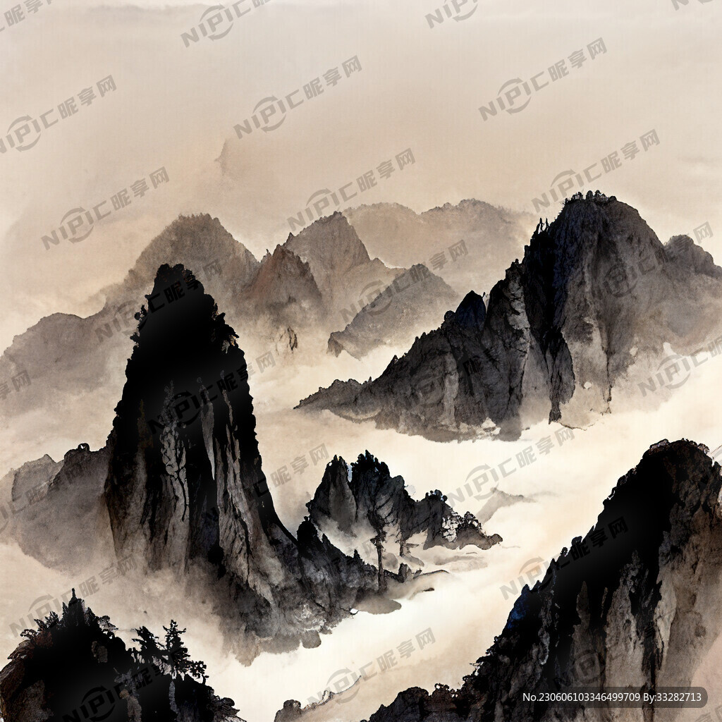 山谷 中国风 中国画 山水