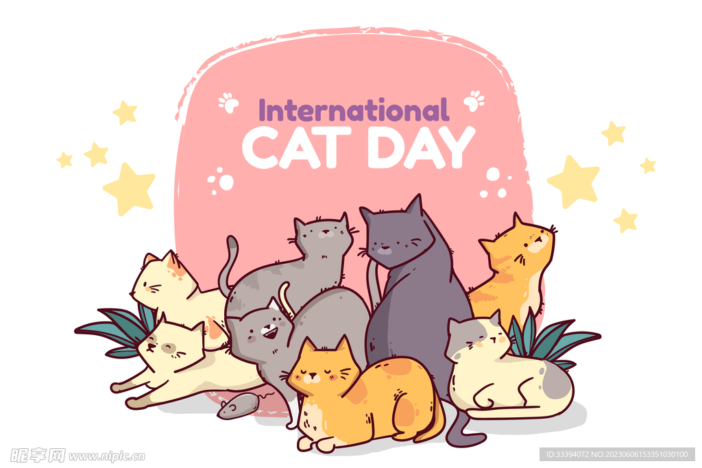 一群猫插画