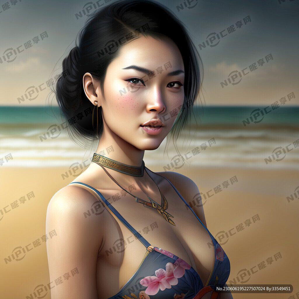 沙滩美女实物